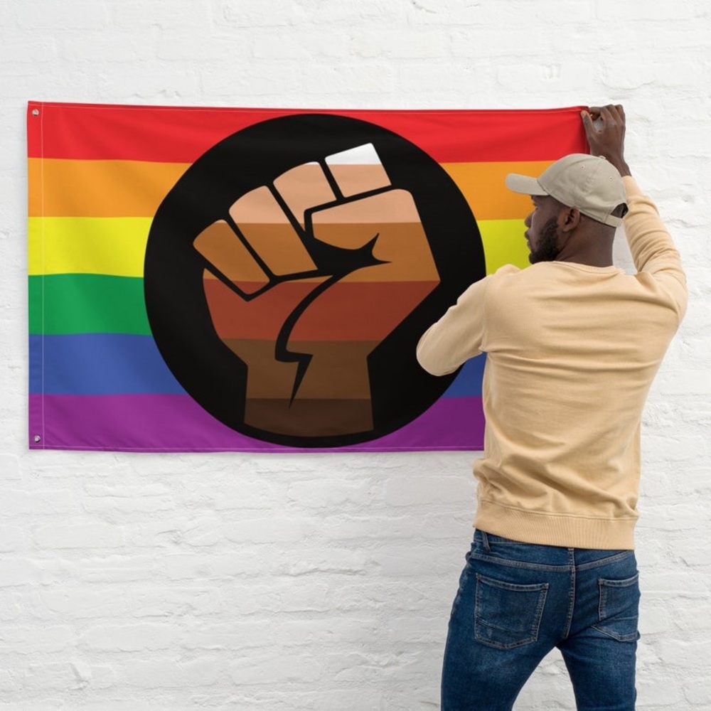 Queer People Of Color Fist Flag, LGBTQ+ BLM 34 1/2 X 56 inches Pride Queer